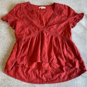 Red Embroidered Women’s Top Wild Honey Size XS